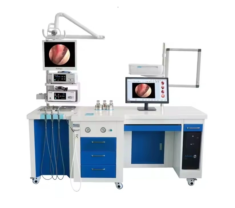 ENT Diagnostic and Treatment unit consisting of a monitor and computer, essential for tracking patient information and facilitating Ear,Nose, and Throat operations